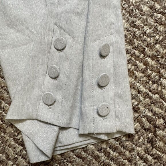 J Jill Pants Womens Sz XL Linen Stretch Capri Crop Buttons Side Zip Light Gray - Picture 13 of 16